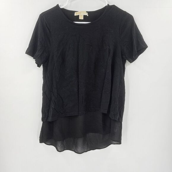 Michael Kors small shirt blouse black work office casual sheer layered - Picture 1 of 4